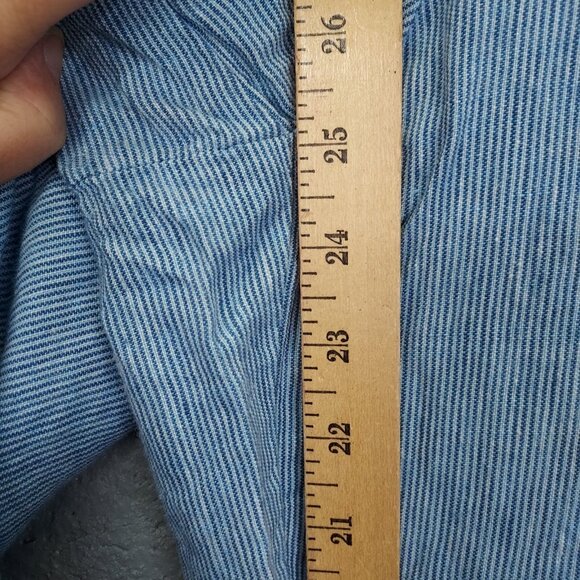 J Jill Love Linen Pants Women's L Blue Stripe Wide Leg Crop Pockets Pull-on 100% - Picture 12 of 13